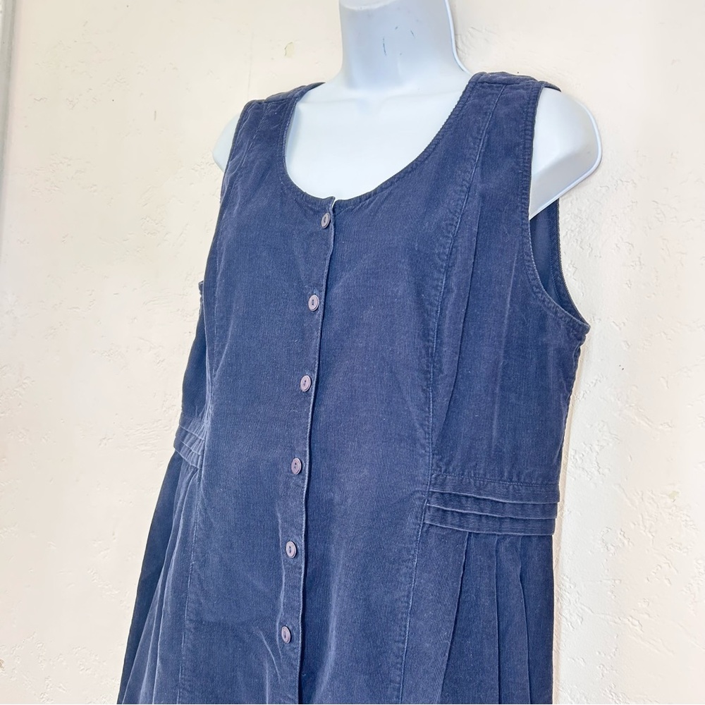 Christopher & Banks Vtg 90s Corduroy Button Front Midi Jumper Dress L Teacher - Picture 2 of 10